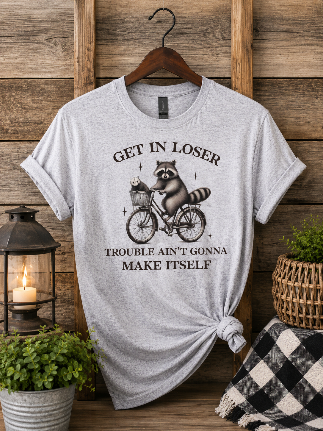 Get In Loser Raccoon Graphic T-Shirt