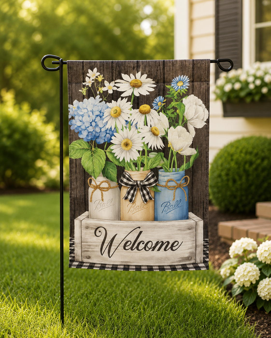 Welcome Jar of Flowers Flag