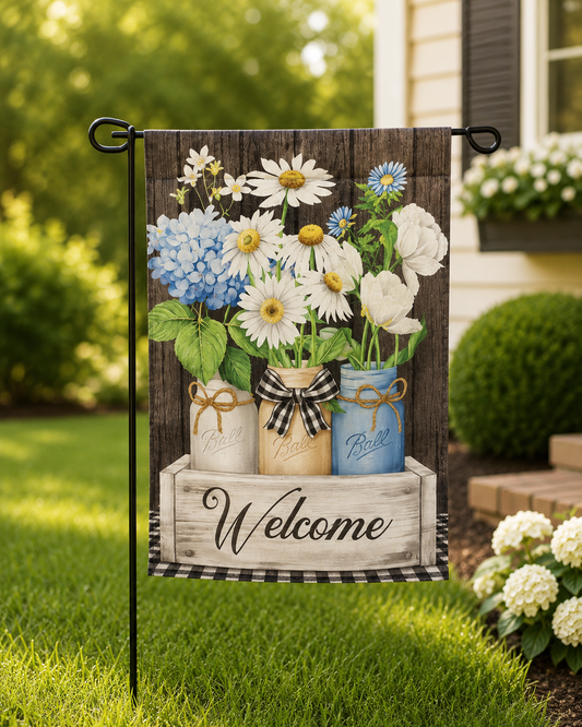 Welcome Jar of Flowers Flag