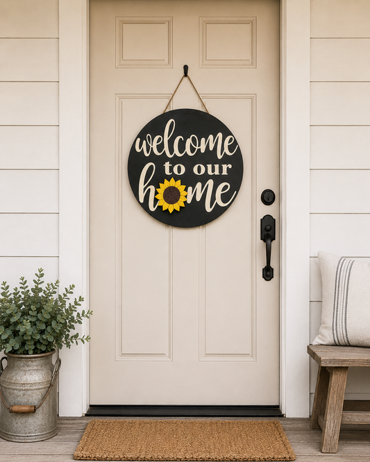 Changeable Holiday Circle Welcome Home Sign